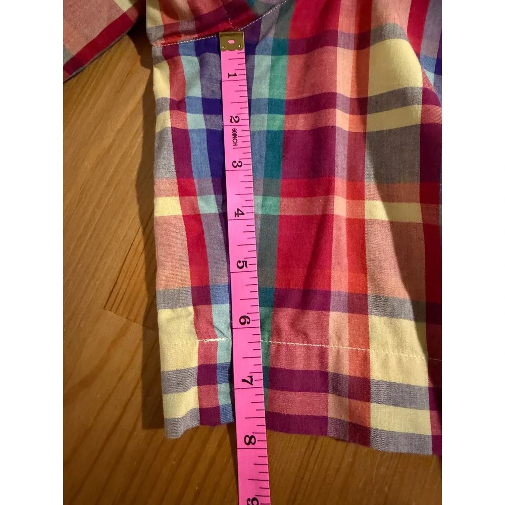 Vintage 80's Lizsport Plaid Shorts Women's 14 Multicolor Cotton Pleated Bermuda